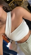 Ekru Tek Omuz Bantlı Bluz 