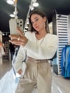 Ekru V Yaka Pencere Detaylı Marka Model Kazak
