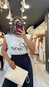 Ekru Vatkalı Yazı İşlemeli Tshirt