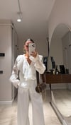 Ekru Yaka Fırfırlı Transparan Gömlek