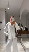 Ekru Yaka İşleme Detaylı Keten Gömlek