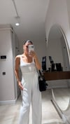 Ekru Yan Fermuarlı Krinkıl Pantolon