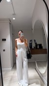 Ekru Yan Fermuarlı Krinkıl Pantolon
