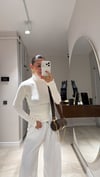 Ekru Yarım Balıkçı Yaka Kol Çıtçıtlı Bluz