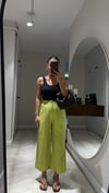 Fıstık Yeşili Beli Lastikli Midi Boy Pantolon