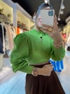 Fıstık Yeşili Incili Dik Yaka Triko 