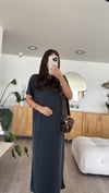 Füme Bisiklet Yaka Yan Yırtmaçlı Basic Elbise