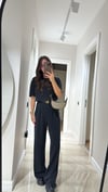 Füme Dik Çizgili Ön Düğmeli Marka Model Pantolon