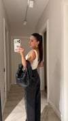 Füme Geometrik Taşlı Bol Paça Marka Model Jean