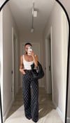 Füme Geometrik Taşlı Bol Paça Marka Model Jean