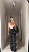 Füme Geometrik Taşlı Bol Paça Marka Model Jean