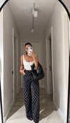 Füme Geometrik Taşlı Bol Paça Marka Model Jean