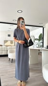 Füme Kısa Kol Basic Modal Kumal Yırtmaçlı Elbise 