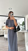 Füme Kısa Kol Basic Modal Kumal Yırtmaçlı Elbise 