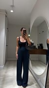 Füme Ön Dikiş Detaylı Bol Paça Modal Pantolon 