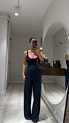 Füme Ön Dikiş Detaylı Bol Paça Modal Pantolon 