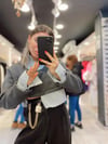 Füme Renk Gömlek Detaylı Crop Sweat 