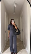 Füme Yan Büzgülü Pantolon Takım