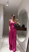 Fuşya Bol Paça Saten Pantolon