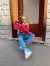 Fuşya Düşük Omuz Bluz 