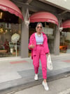 Fuşya Kemerli Gabardin Pantolon