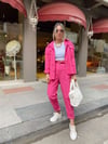 Fuşya Kemerli Gabardin Pantolon