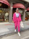 Fuşya Kemerli Gabardin Pantolon