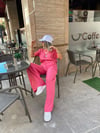 Fuşya Kısa Kollu Rahat Kesim Takım 