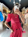 Fuşya Kolları Fırfırlı Fitilli Bluz