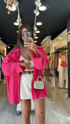 Fuşya Tensel Kumaş Düşük Omuzlu Oversize Gömlek