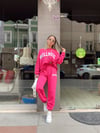 Fuşya Wellness Basklılı Sweat Takım