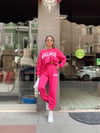 Fuşya Wellness Basklılı Sweat Takım