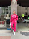 Fuşya Wellness Basklılı Sweat Takım