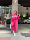 Fuşya Wellness Basklılı Sweat Takım