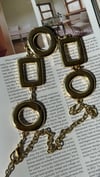 Gold Dikdörtgen Daire Figürlü Zincir Kemer