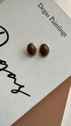 Gold Kahve Taşlı Mineli Oval Küpe