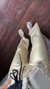 Gold Renk Simli Bol Paça Jean Pantolon 
