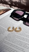Gold Taşlı İncili Yuvarlak Küpe 