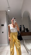 Gold Varaklı Bel Bağlamalı Pantolon
