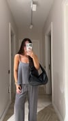 Gri Askılı Bluz Pantolon Takım 