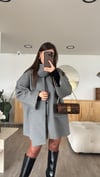 Gri Atkılı Kaşe Oversize Ceket 
