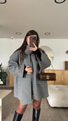 Gri Atkılı Kaşe Oversize Ceket 