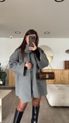 Gri Atkılı Kaşe Oversize Ceket 