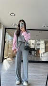 Gri Beli Lastikli Bol Paça Basic Pantolon