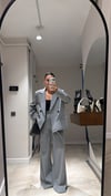 Gri Beyaz Çizgili Pantolon Blazer Takım