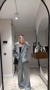 Gri Beyaz Çizgili Pantolon Blazer Takım