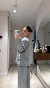 Gri Beyaz Çizgili Pantolon Blazer Takım