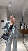 Gri Beyaz Çizgili Pantolon Blazer Takım