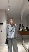 Gri Beyaz Çizgili Pantolon Blazer Takım