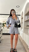 Gri Beyaz Dik Çizgili Marka Model Şort Takım 